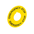 GS-108 Emergency Stop Legend for 22mm (inside diameter) x 60mm (outside diameter) Applications
