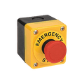 GS-107  22MM Red twist to release emergency stop button with (2) normally closed contacts & thermoplastic enclosure